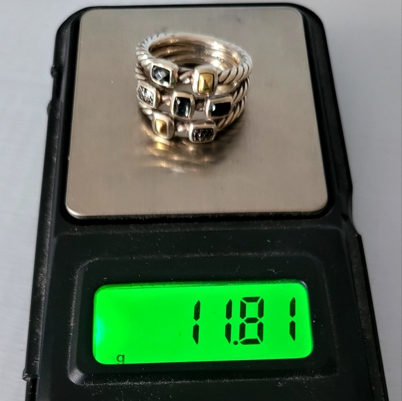 David Yurman Hematite Diamond Onyx Confetti Ring - Picture 8 of 8